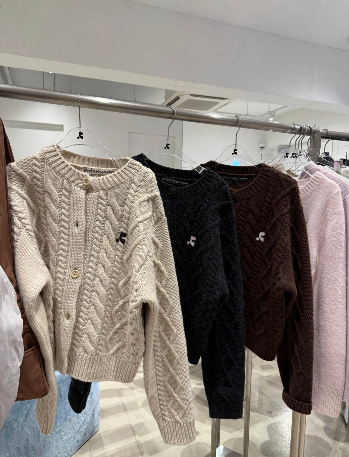 RR Cable-Knit Wool-Cashmere Cardigan- Brown