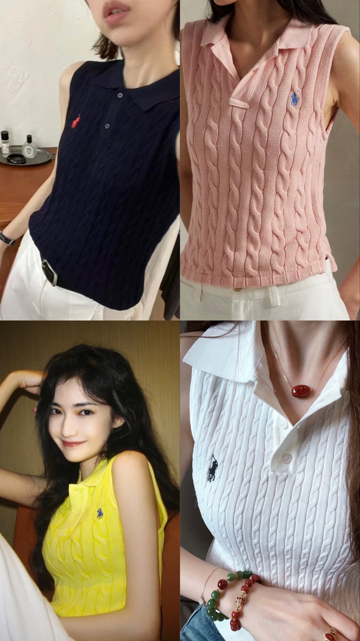 Polo Ralph Lauren Cable-Knit Cropped Polo Shirt