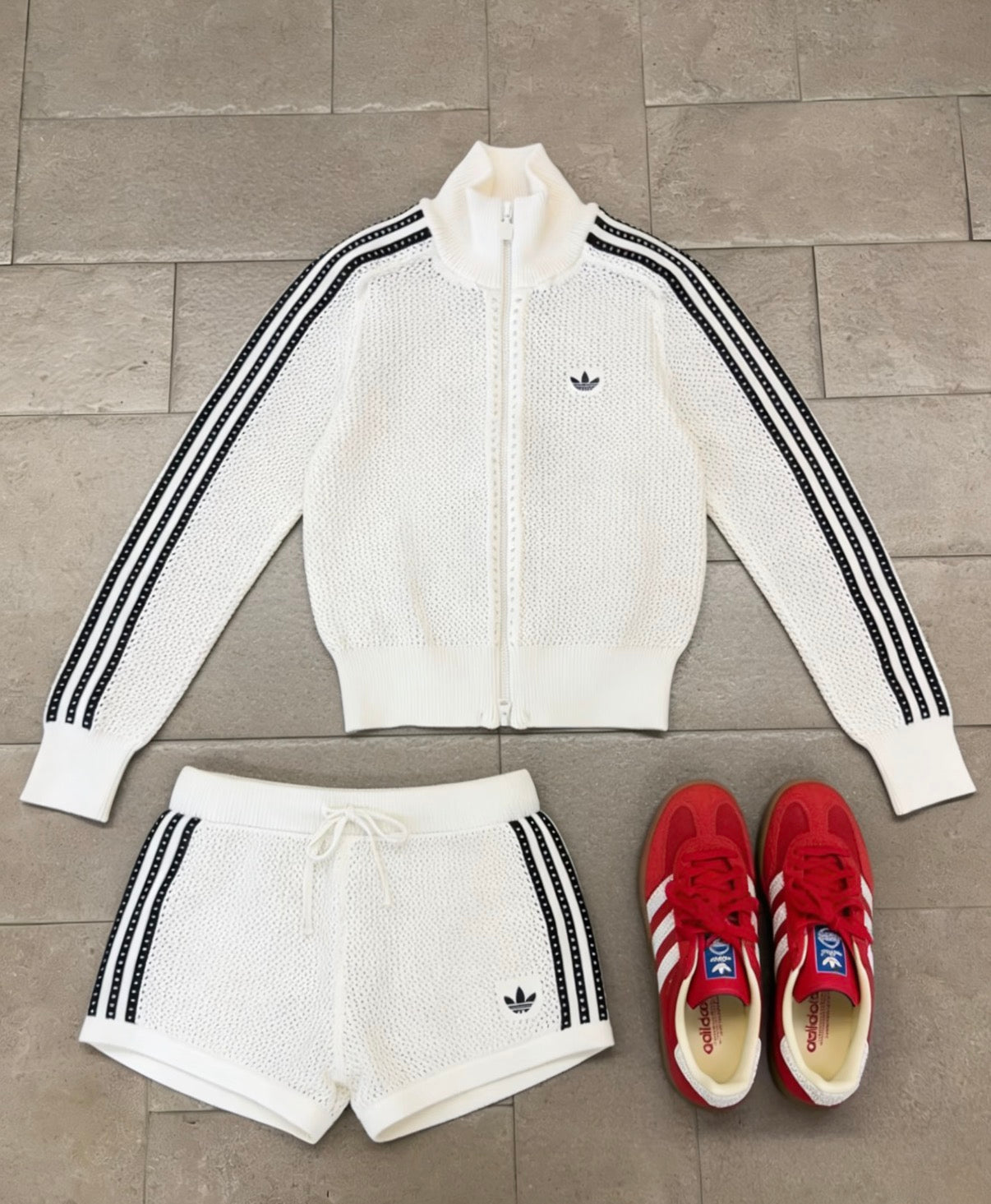Adidas Originals Women's Crochet Knit 3-Stripes Shorts