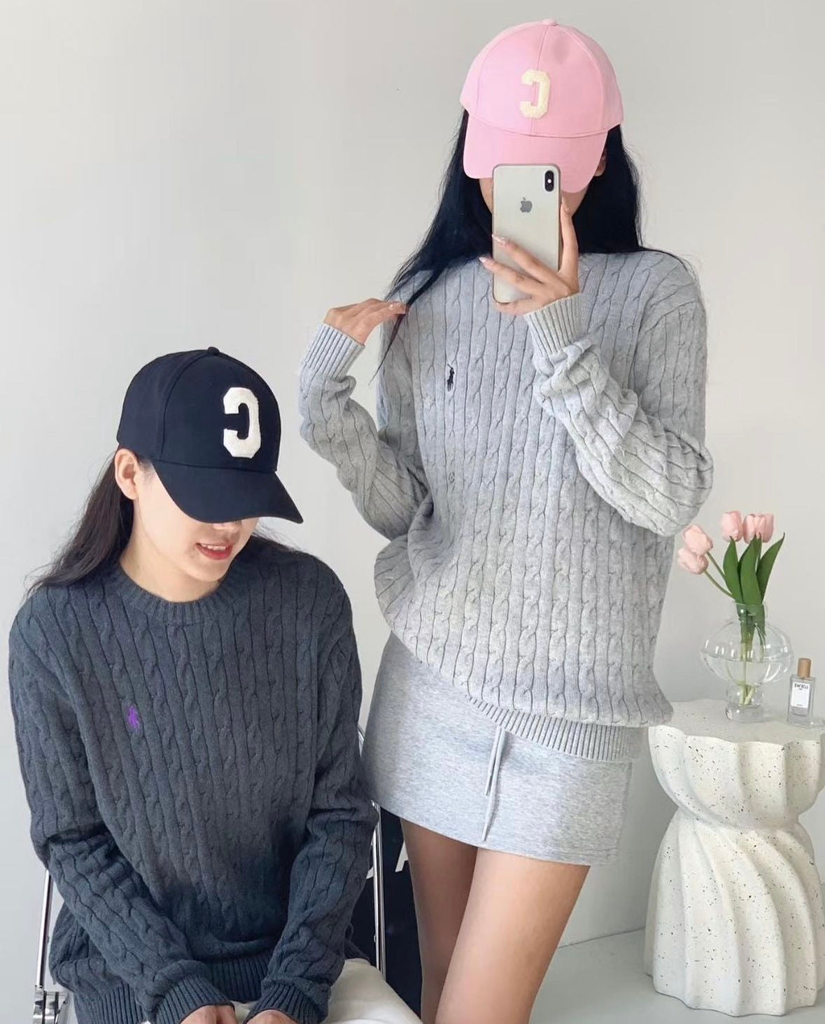 Polo Icon logo cotton cable knit jumper - Dark color series
