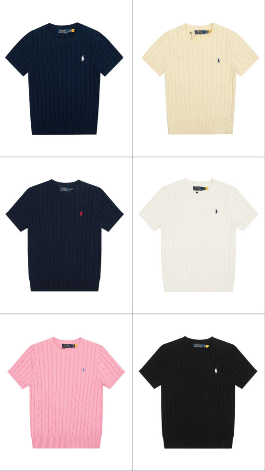 Polo round neck short sleeves sweater
