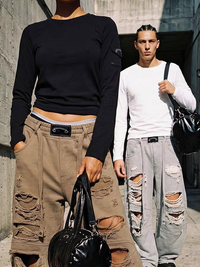 Badblood Multi Rip Baggy Drawstring Sweat Pants