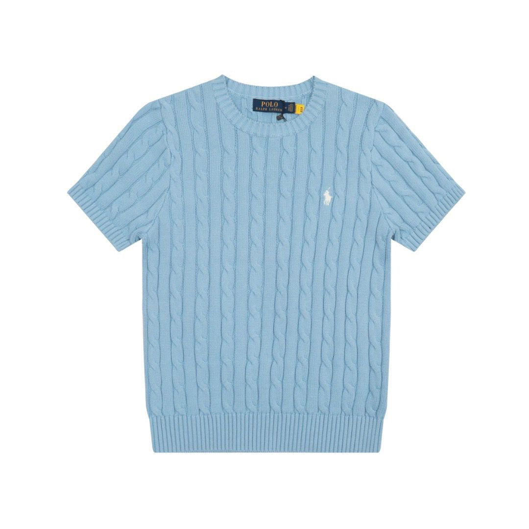Polo round neck short sleeves sweater