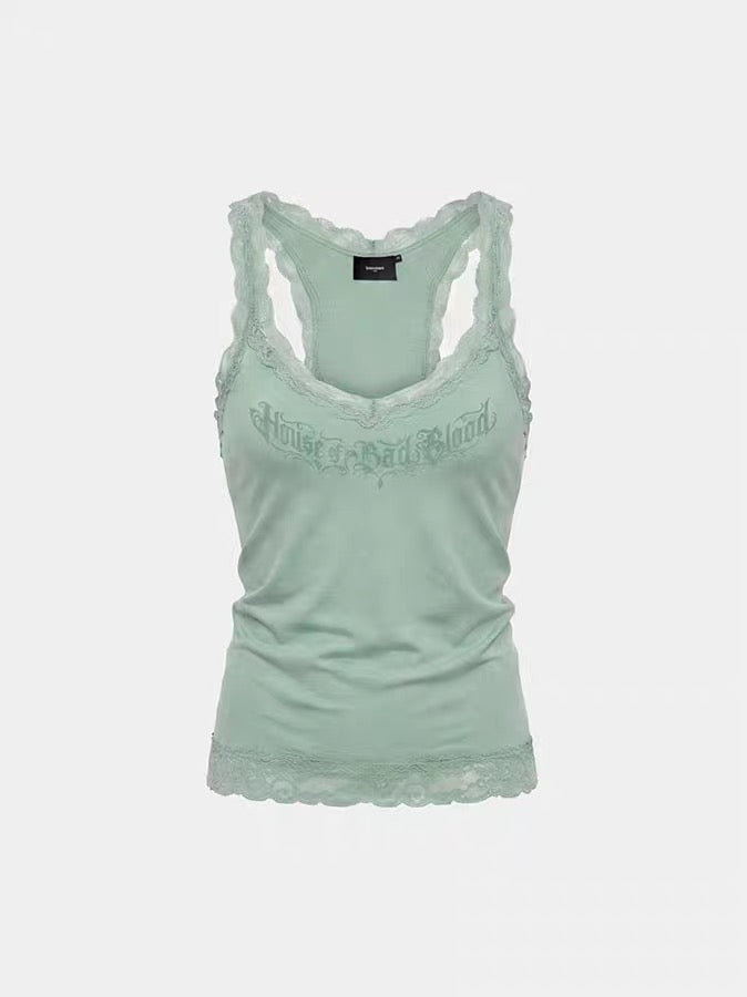BADBLOOD House of Bad Blood Lace Racerback Tank Top