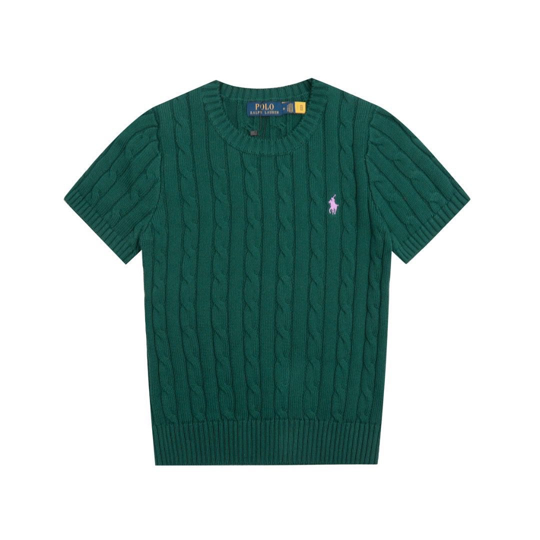 Polo round neck short sleeves sweater