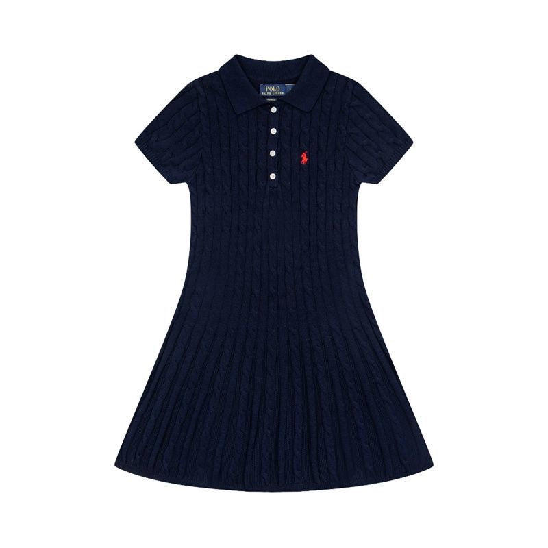 Polo Mini-Cable Pleated Fit-and-Flare Polo Dress