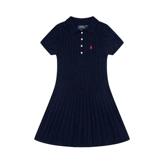 Polo Mini-Cable Pleated Fit-and-Flare Polo Dress