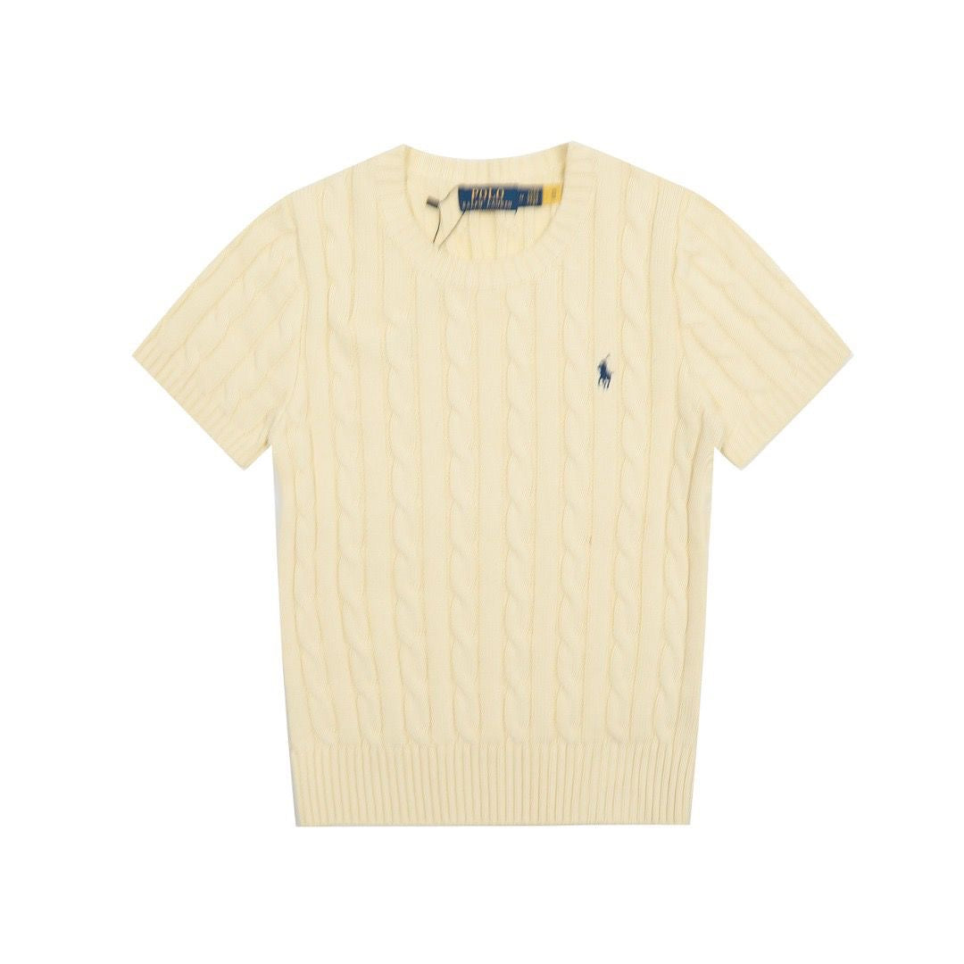 Polo round neck short sleeves sweater
