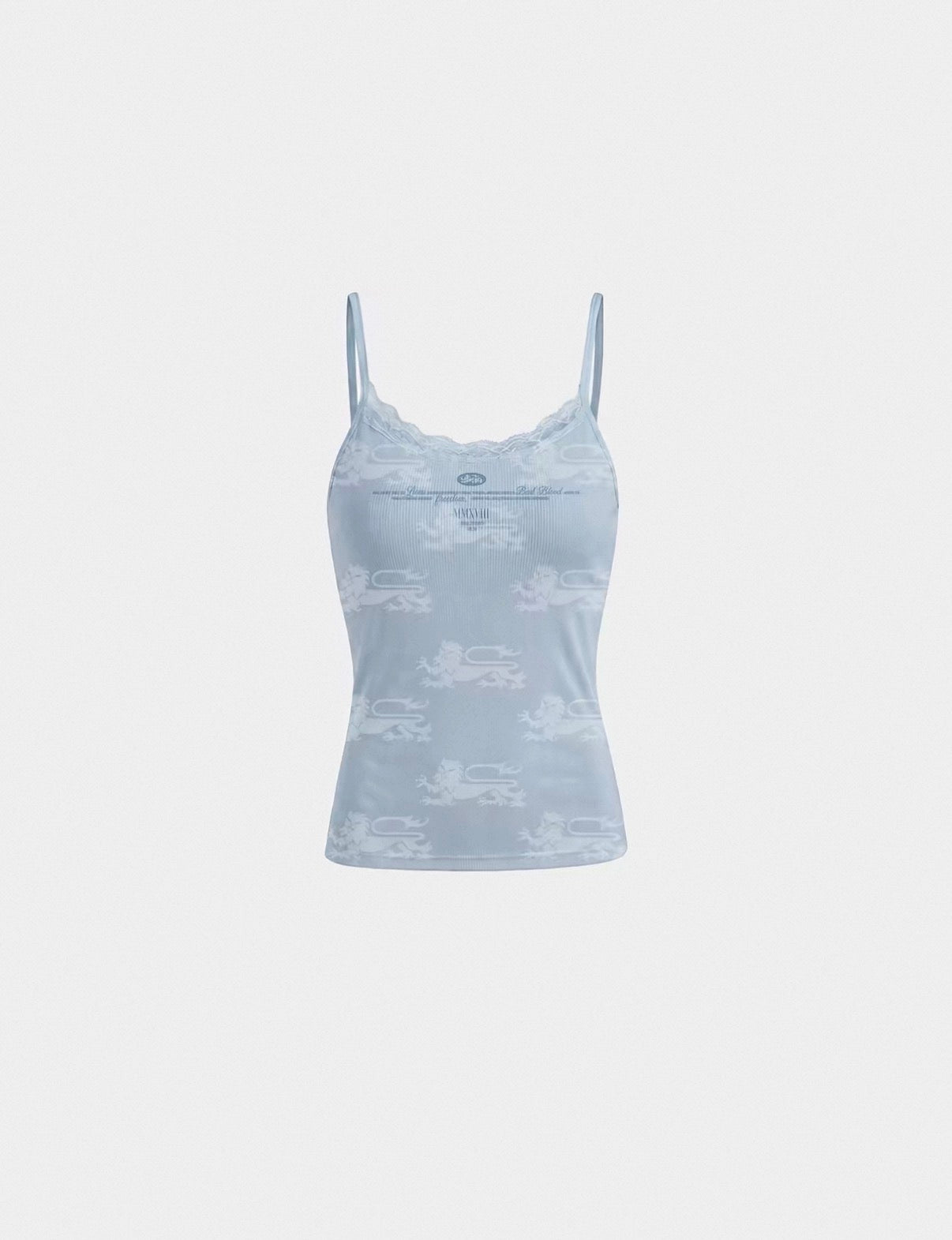 BADBLOOD Lion Pattern Lace Strap Cami Top