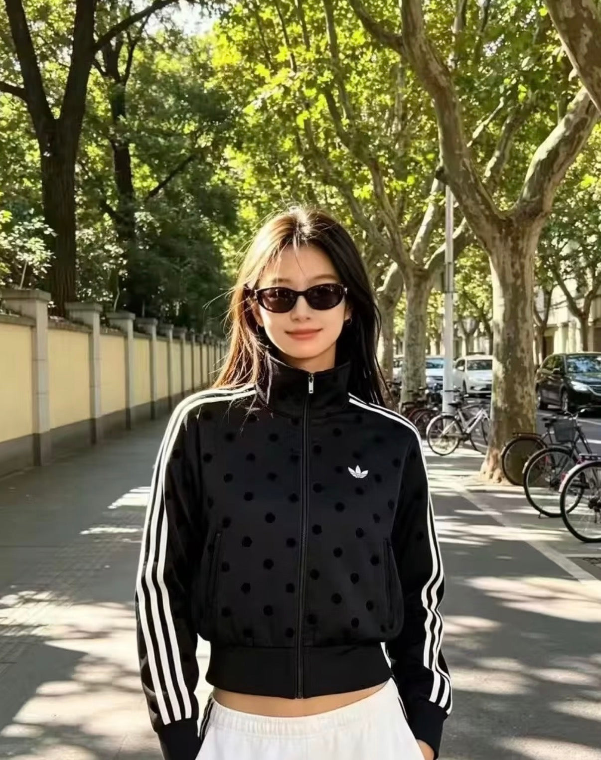 adidas Originals Polka Dot Cropped Track Jacket