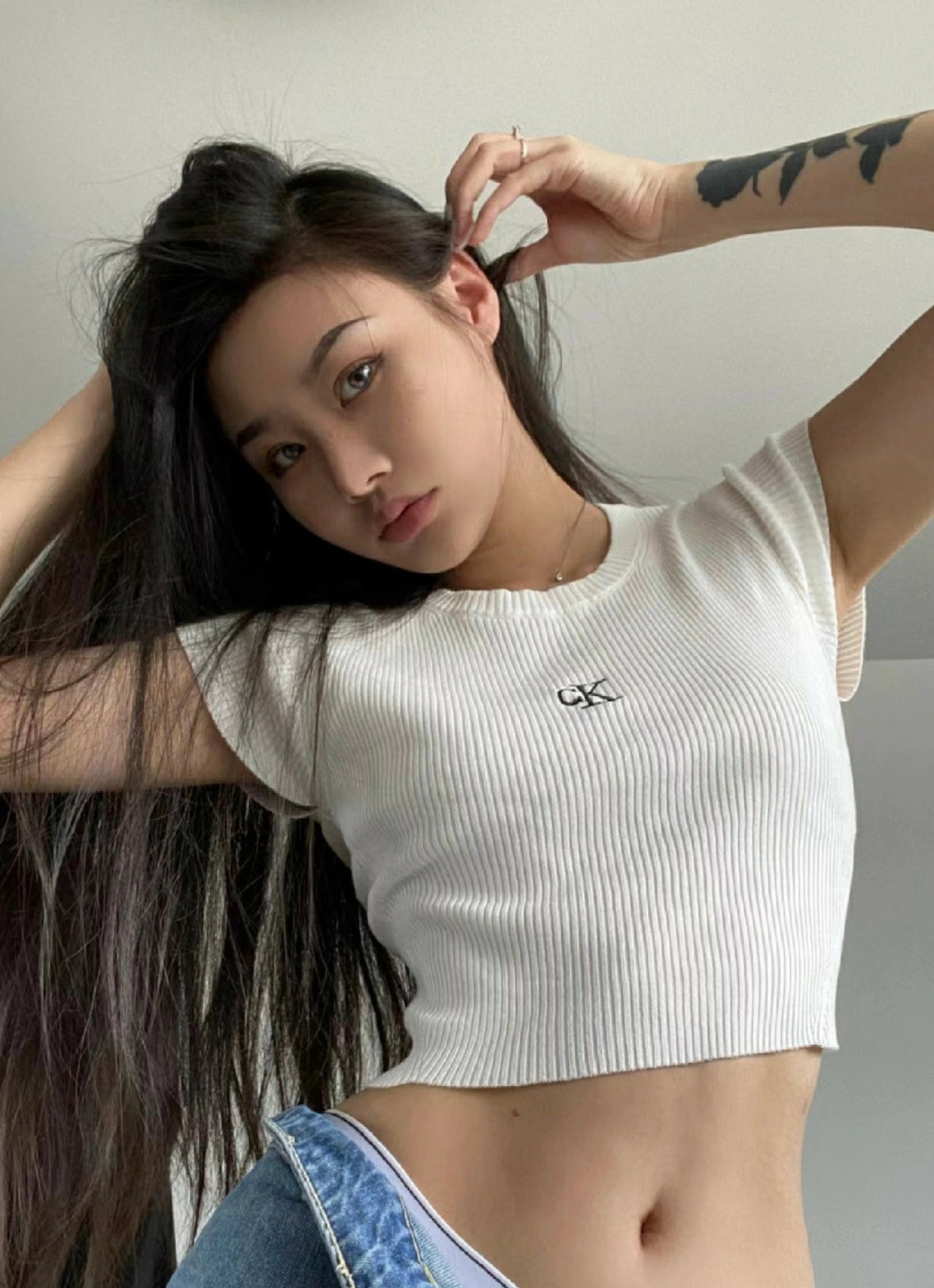 Ck open back cropped Top