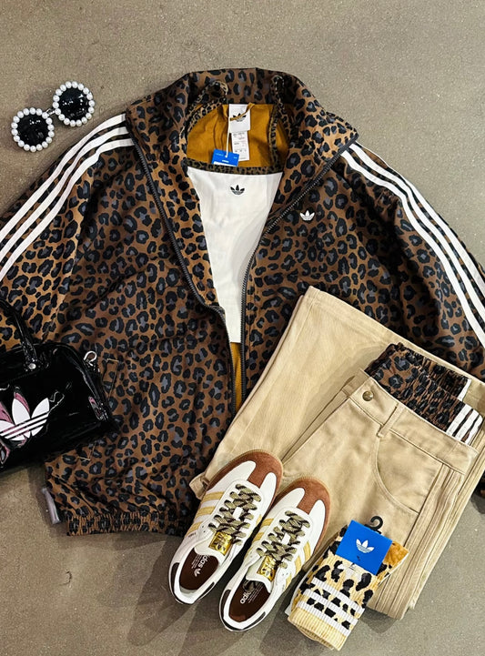 Adidas Originals Firebird loose track top in leopard print jkt