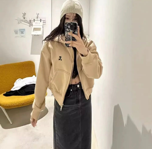 RR STITCH CROPPED HOOD ZIP-UP