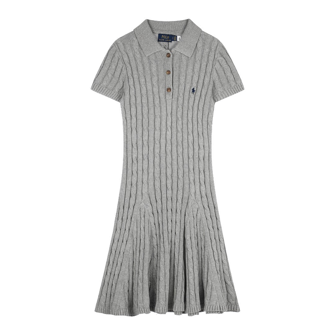 Polo Mini-Cable Pleated Fit-and-Flare Polo Dress