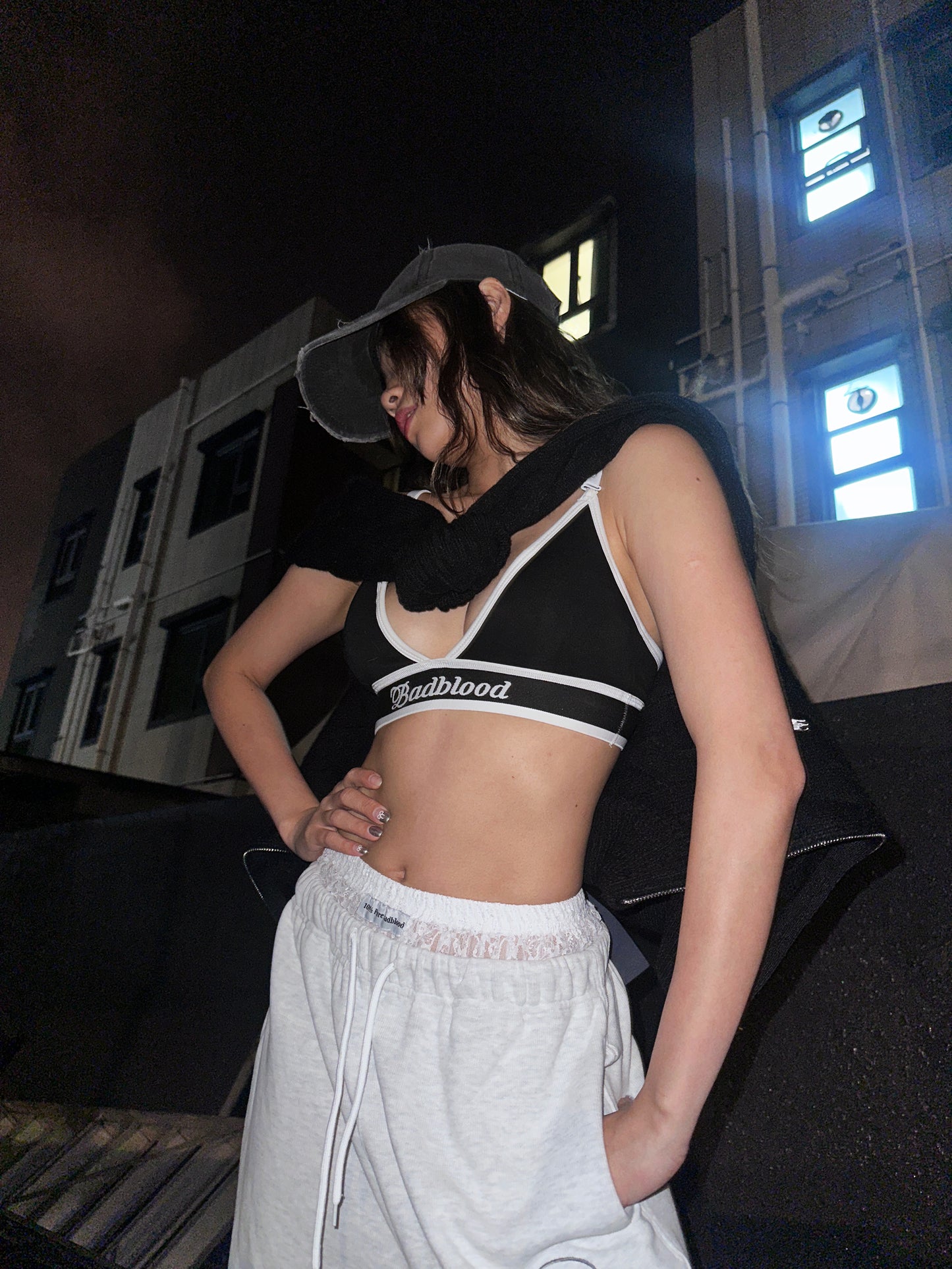 Badblood [w-bra20-050]Organic Cotton Triangle Bralette - Black