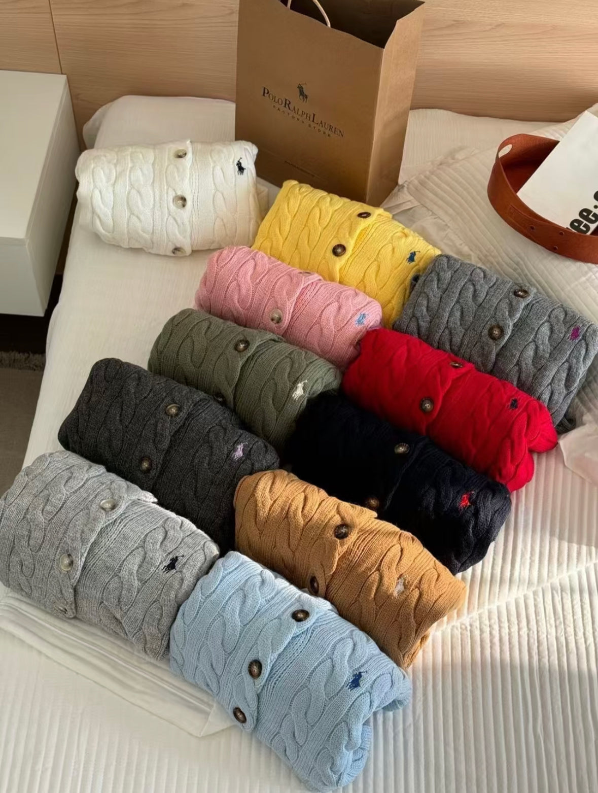 Polo Cable-Knit Wool-Cashmere Cardigan