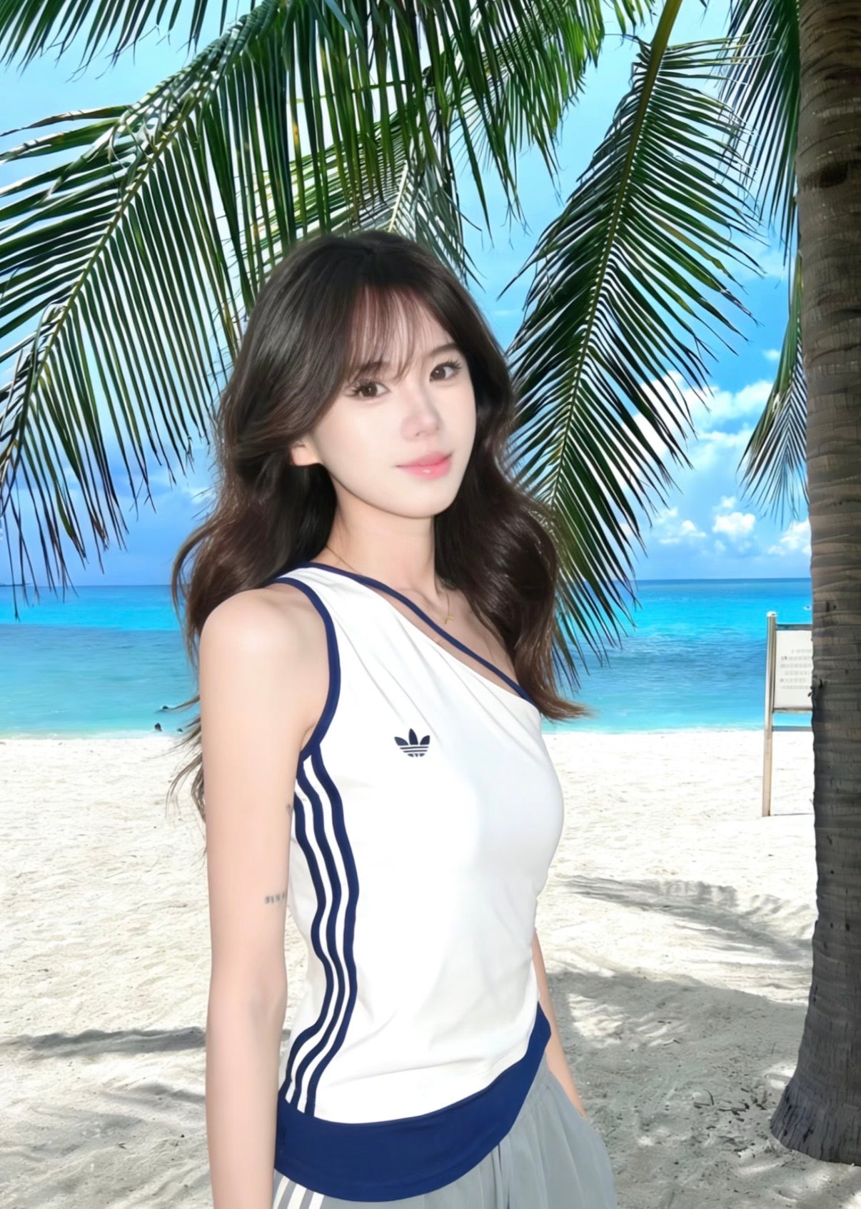 adidas Originals One Shoulder 3-Stripes Tank Top