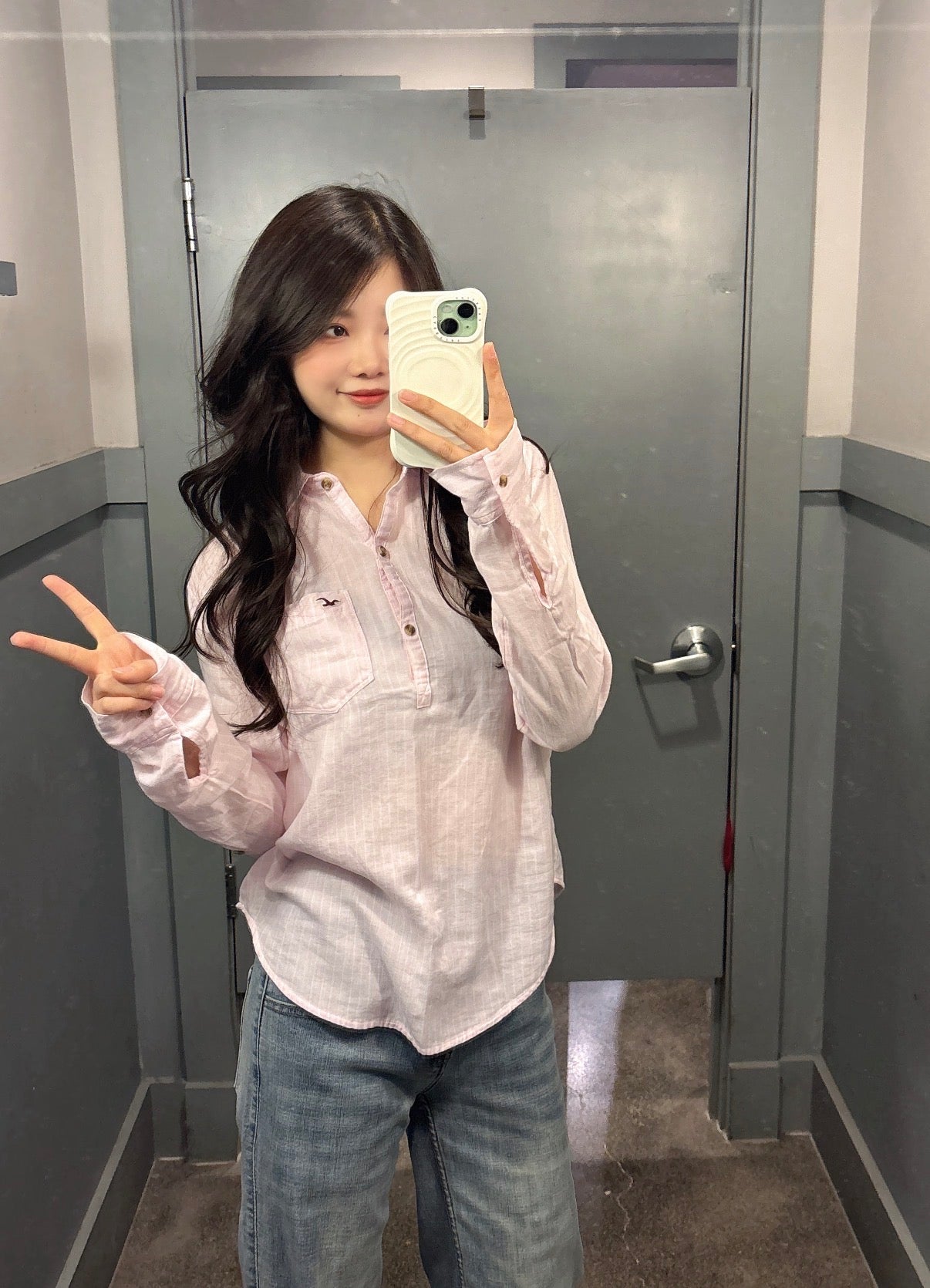 Hollister ￼Women's Lightweight Popover Long Sleeve Shirt