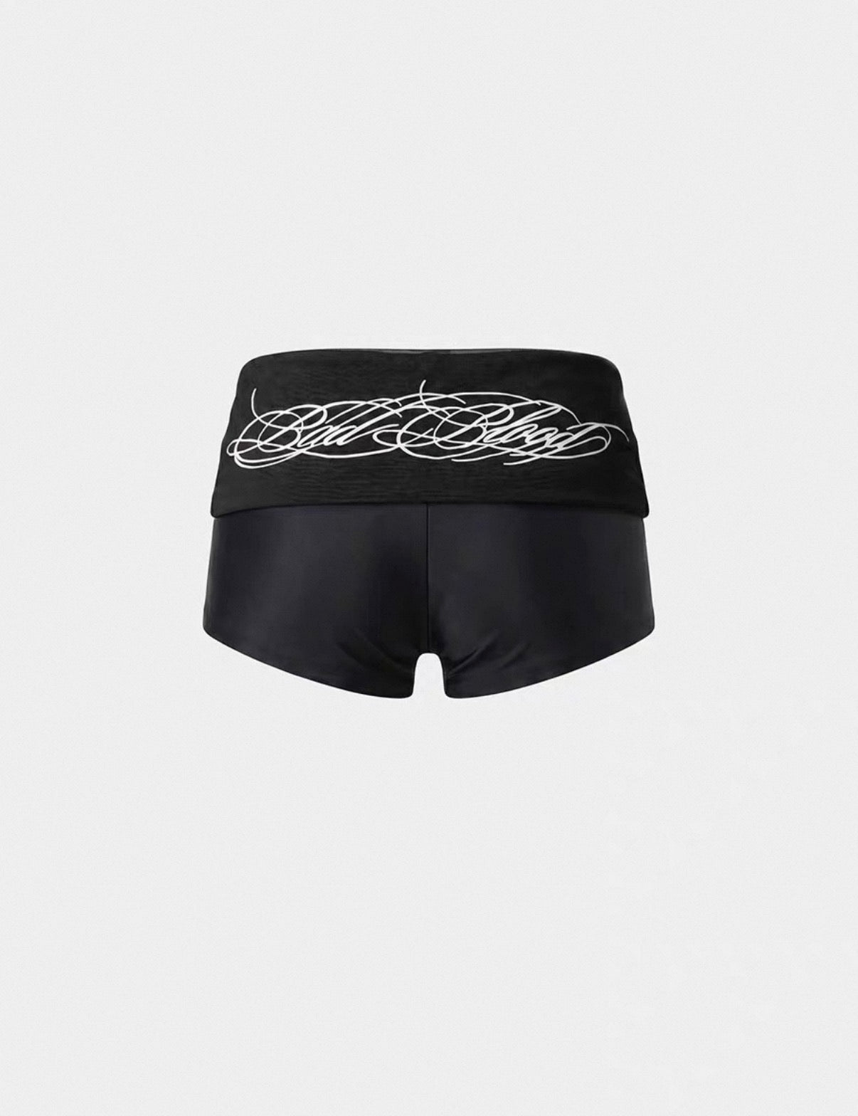 Badblood Script Logo Fold Over Waist Hot Shorts