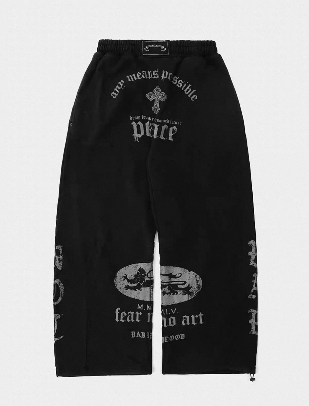 Bad blood Cross & Lion Logo Washed Baggy Sweat Pants