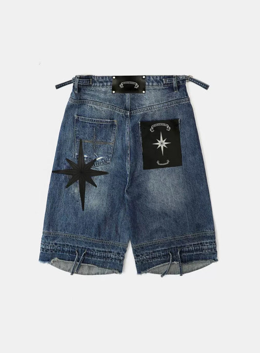Badblood Convex Denim Long Bermuda Pants