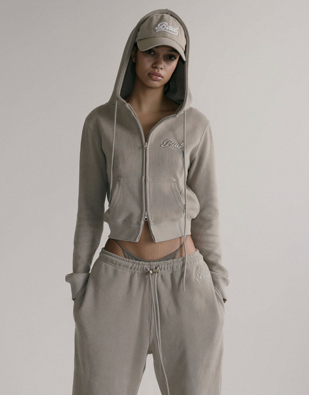 [w-hde24-007] Beyond Soft Hooded Zip-Up-Tan