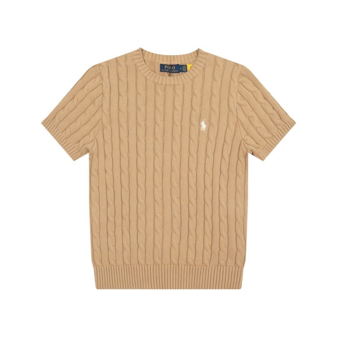 Polo round neck short sleeves sweater