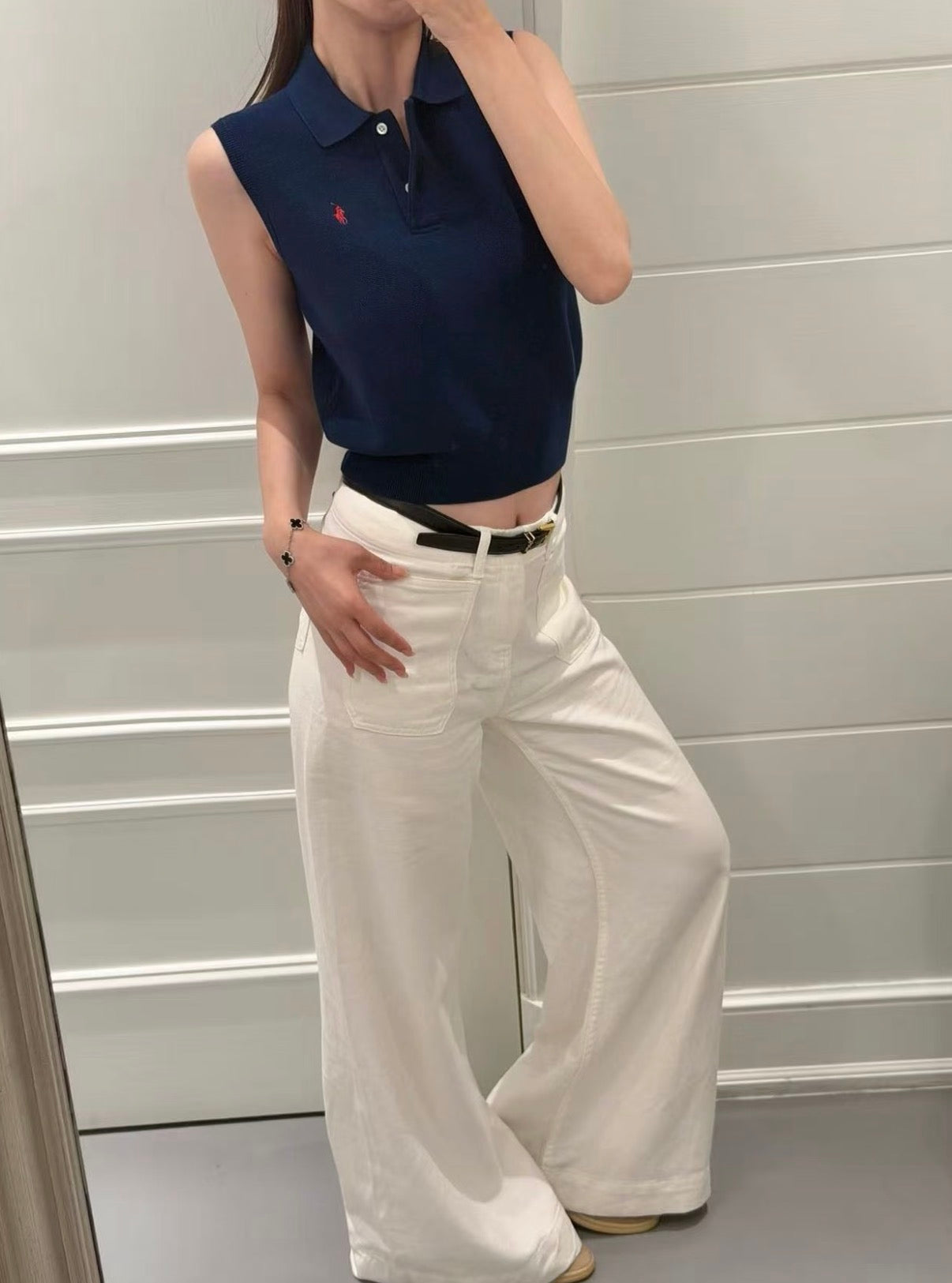 Polo Women's Cotton Sleeveless Polo Knit Top