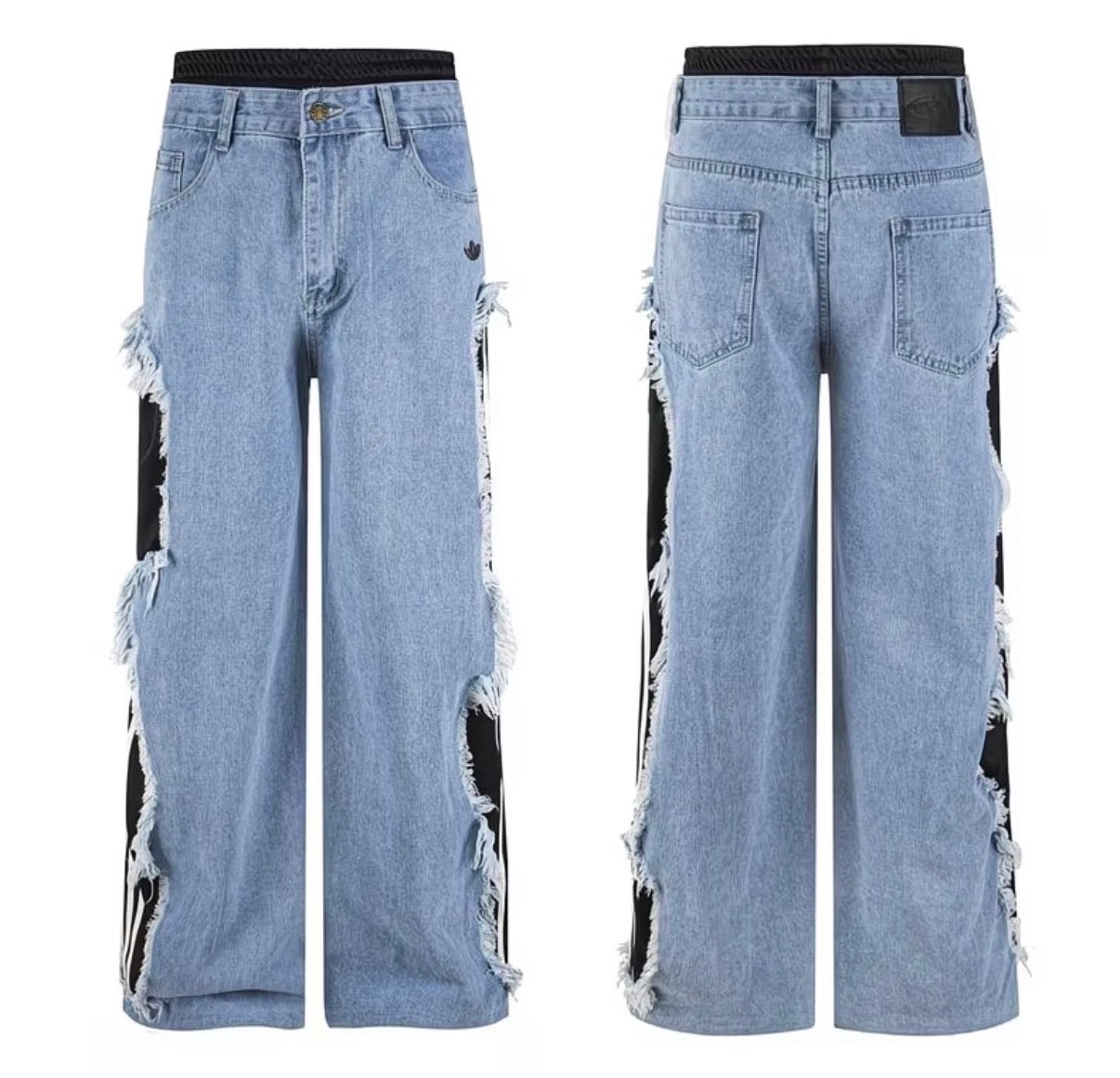 adidas Originals x KSENIASCHNAIDER 3-Stripes Raw Edge Wide Leg Jeans