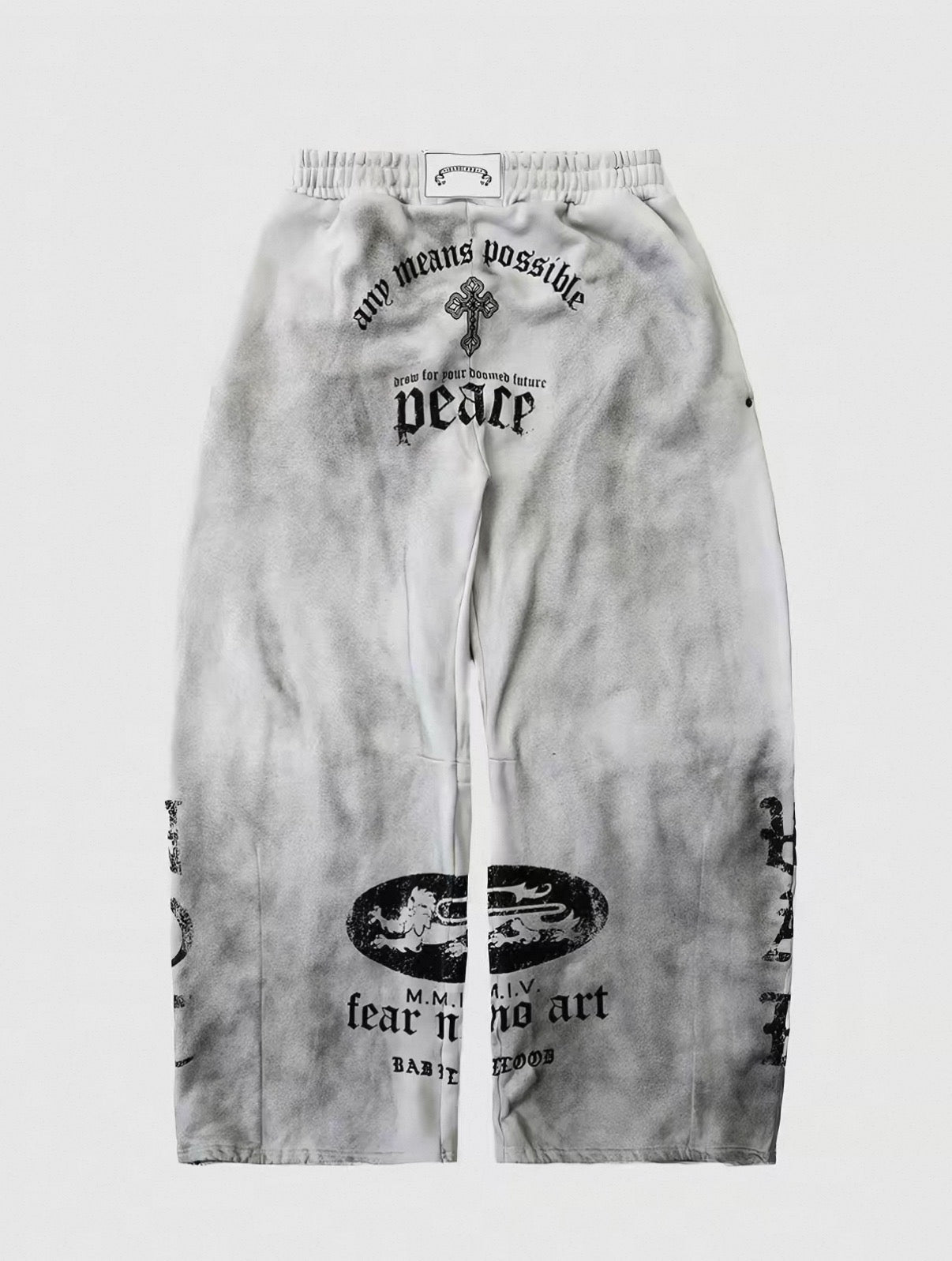 Bad blood Cross & Lion Logo Washed Baggy Sweat Pants