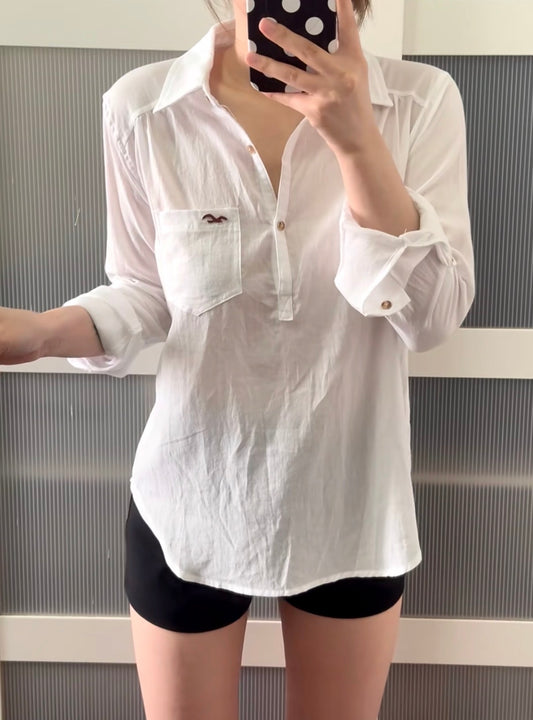 Hollister ￼Women's Lightweight Popover Long Sleeve Shirt