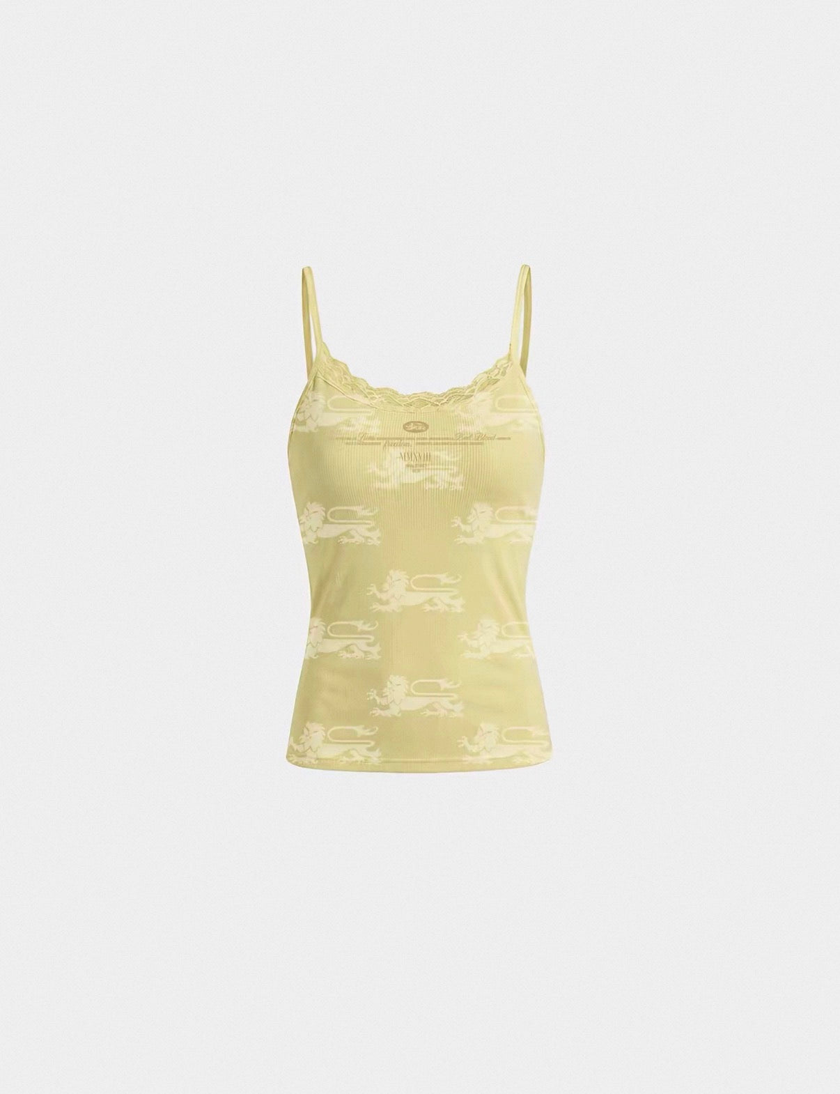 BADBLOOD Lion Pattern Lace Strap Cami Top