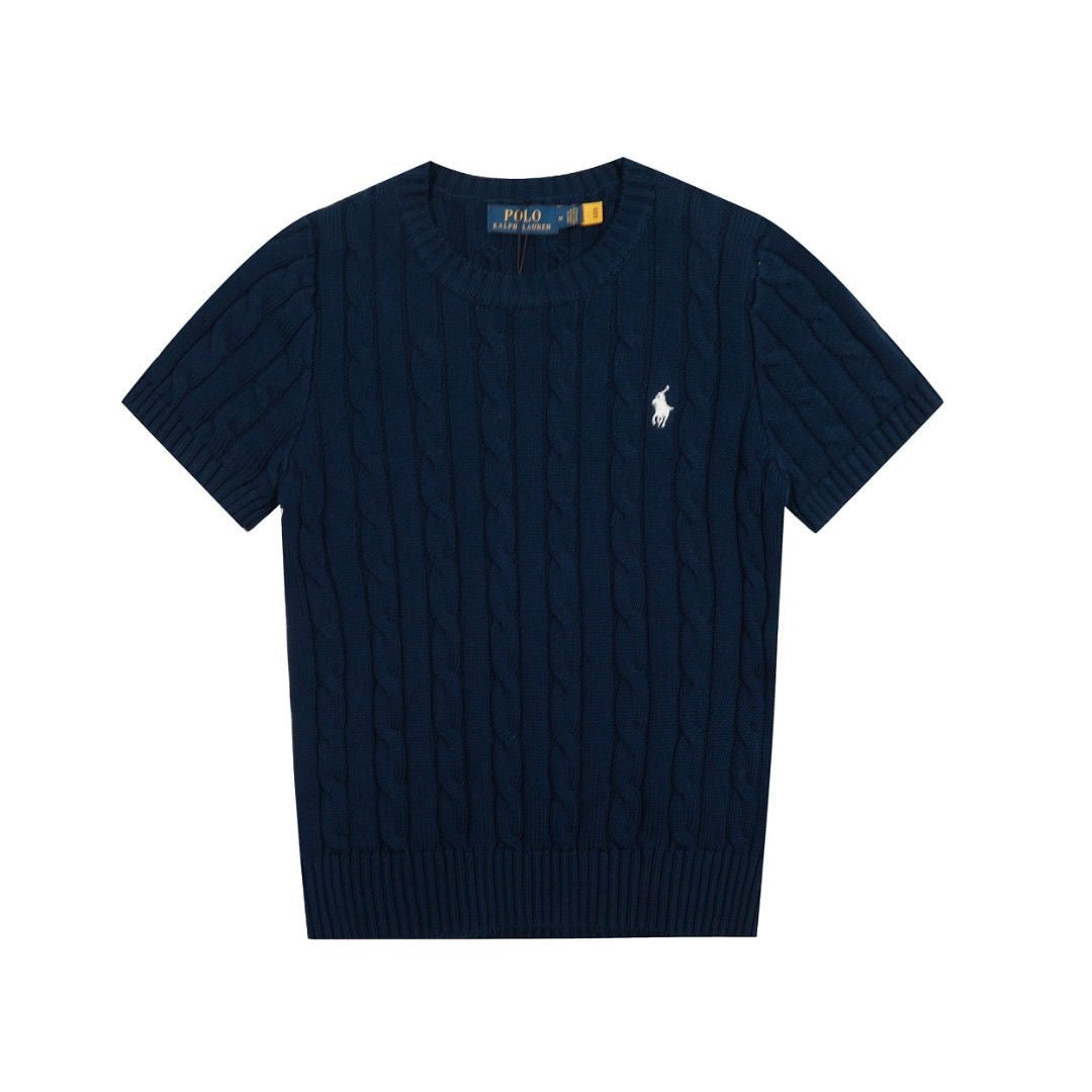 Polo round neck short sleeves sweater