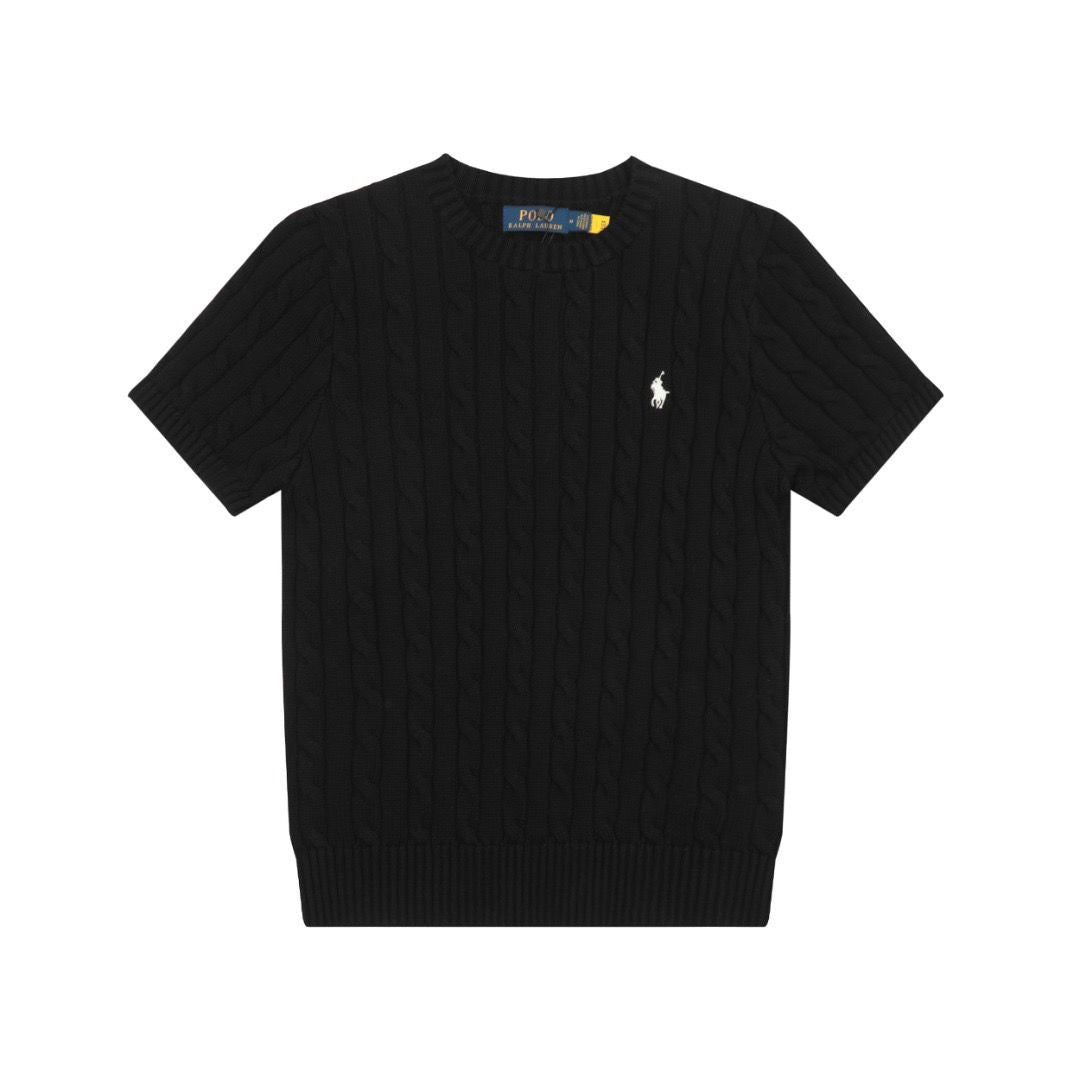 Polo round neck short sleeves sweater
