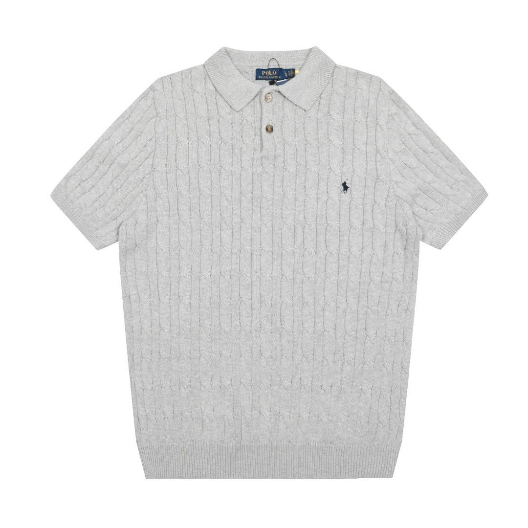 Polo Men's Cable-Knit Cotton Short-Sleeve Polo Sweater