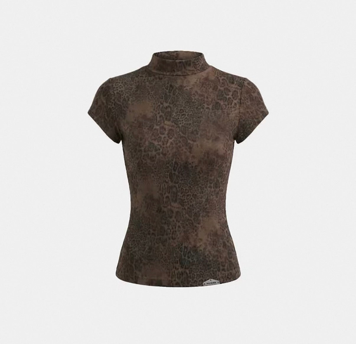 Bad blood Leopard Print Mock Neck Short Sleeve Top