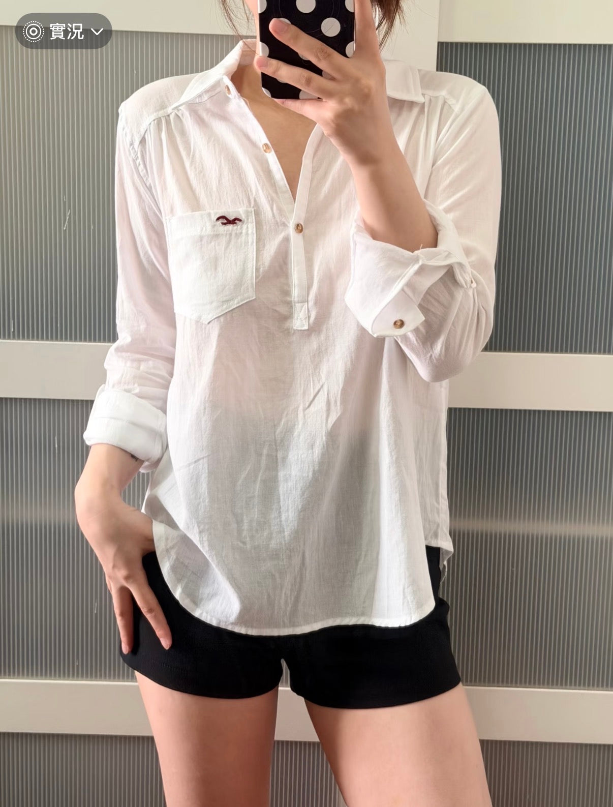 Hollister ￼Women's Lightweight Popover Long Sleeve Shirt