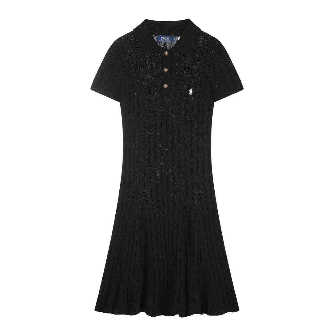 Polo Mini-Cable Pleated Fit-and-Flare Polo Dress