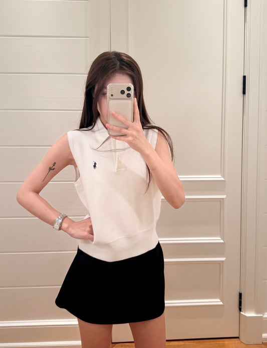 Polo Women's Cotton Sleeveless Polo Knit Top