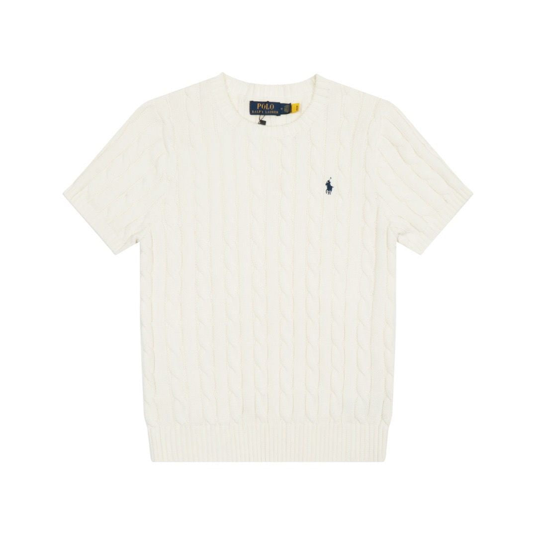 Polo round neck short sleeves sweater