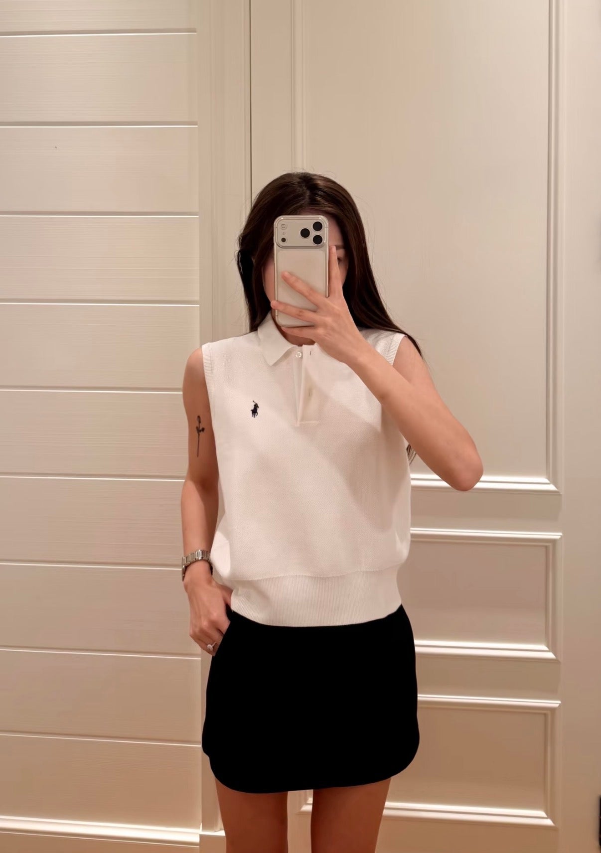 Polo Women's Cotton Sleeveless Polo Knit Top