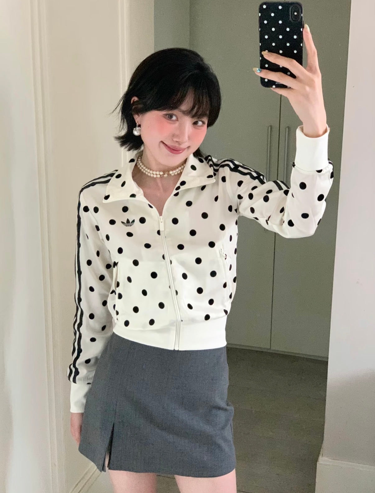 adidas Originals Polka Dot Cropped Track Jacket