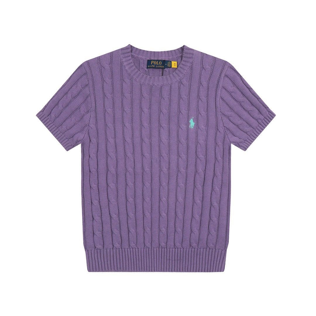 Polo round neck short sleeves sweater