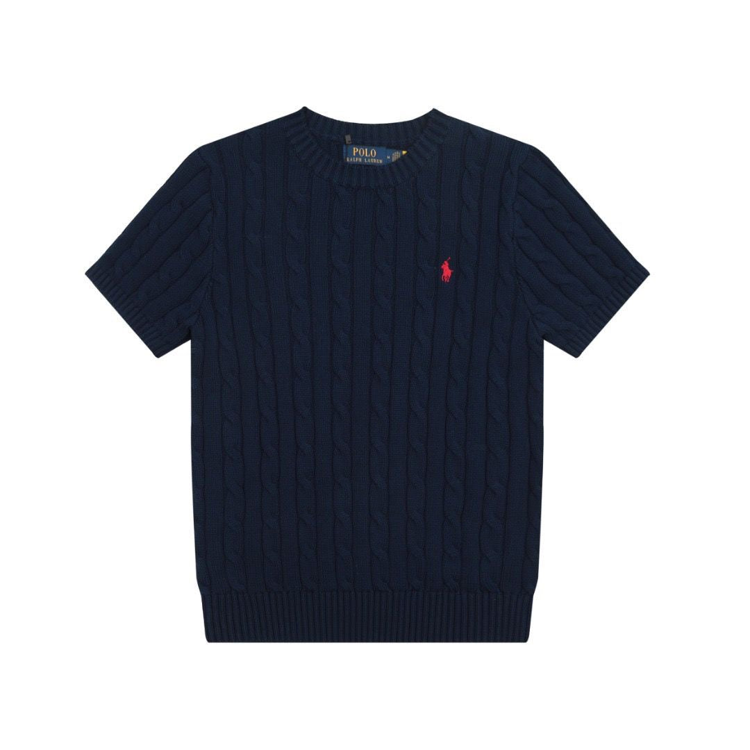 Polo round neck short sleeves sweater