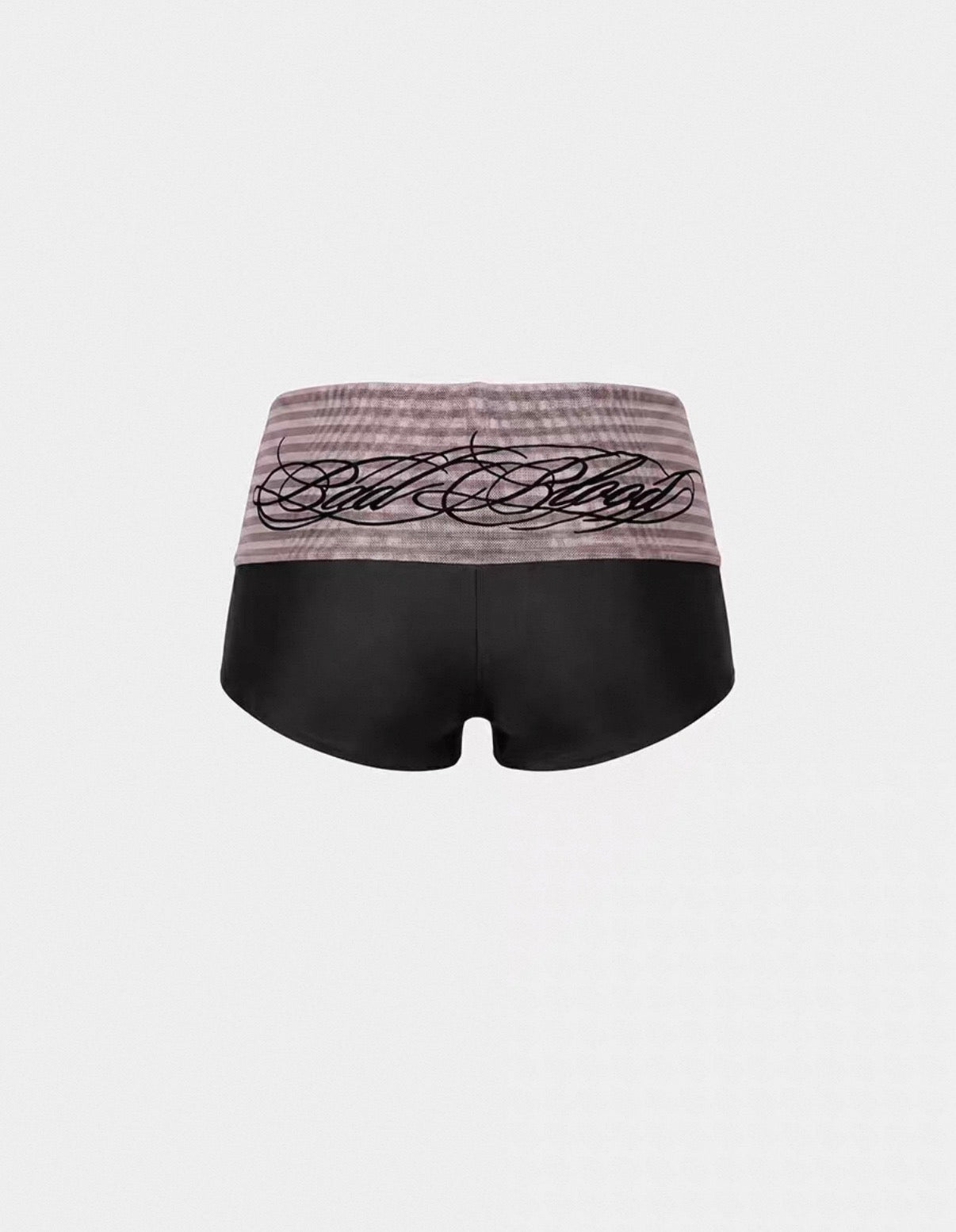 Badblood Script Logo Fold Over Waist Hot Shorts