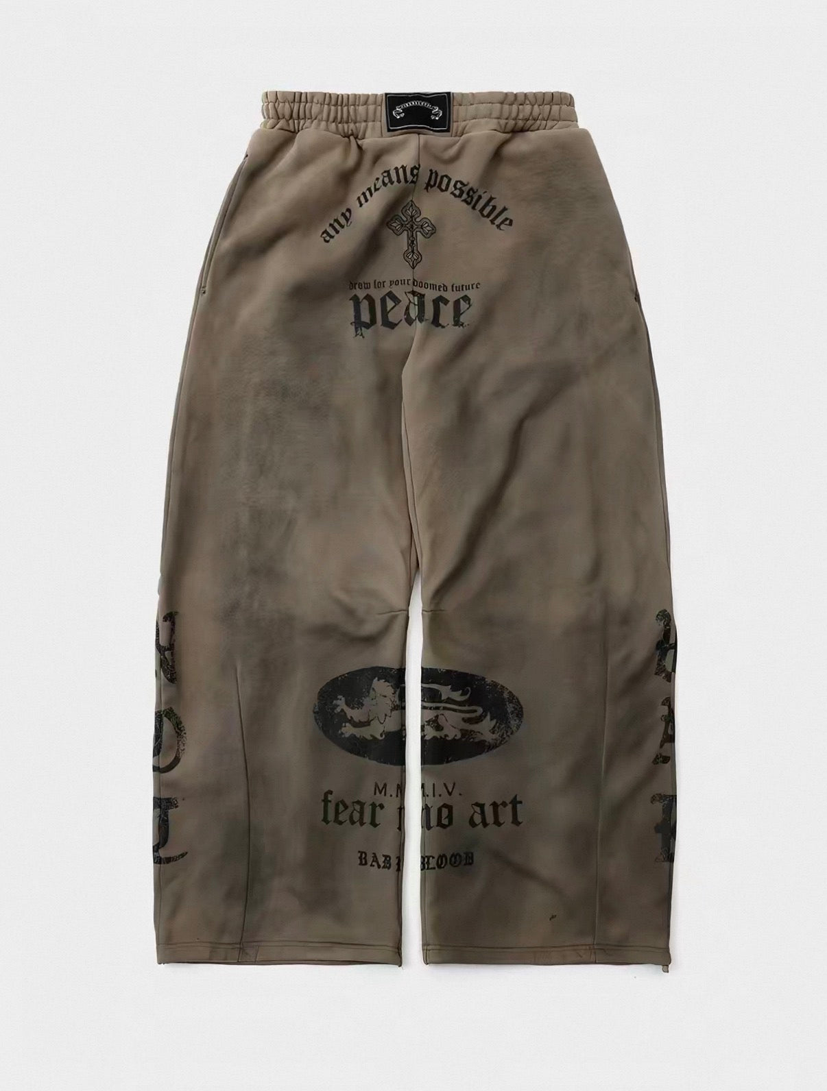 Bad blood Cross & Lion Logo Washed Baggy Sweat Pants