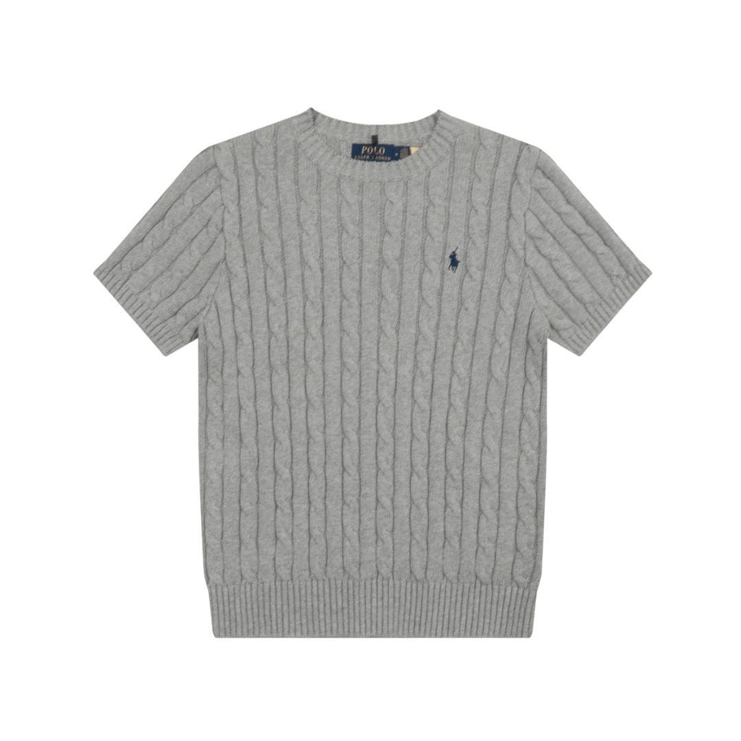 Polo round neck short sleeves sweater