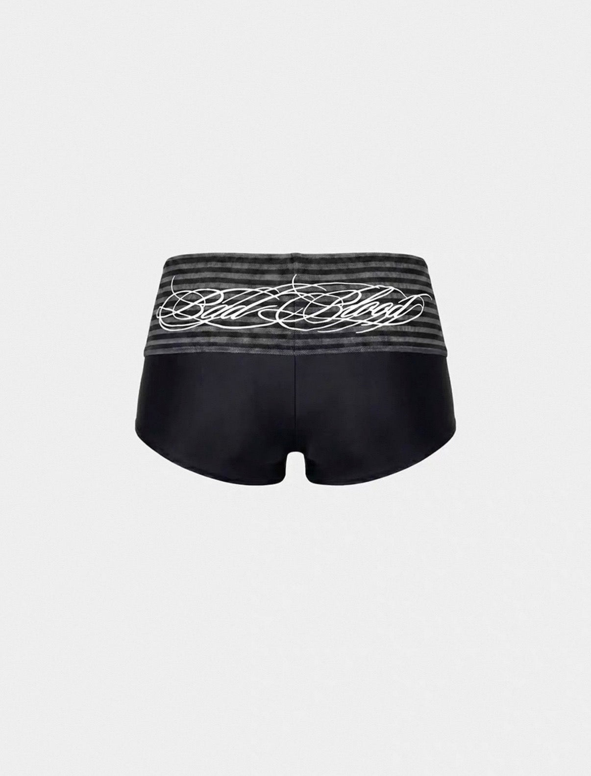 Badblood Script Logo Fold Over Waist Hot Shorts