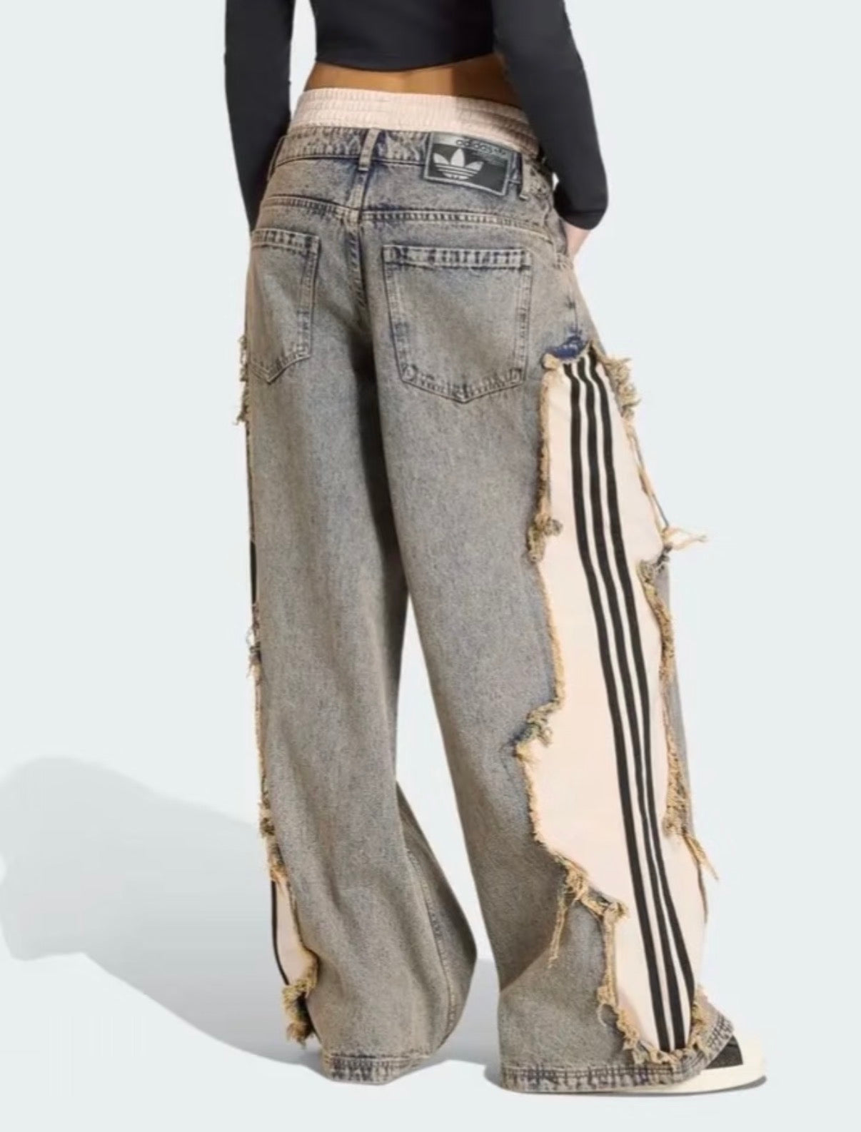 adidas Originals x KSENIASCHNAIDER 3-Stripes Raw Edge Wide Leg Jeans