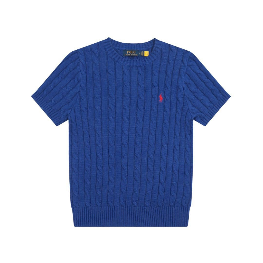 Polo round neck short sleeves sweater